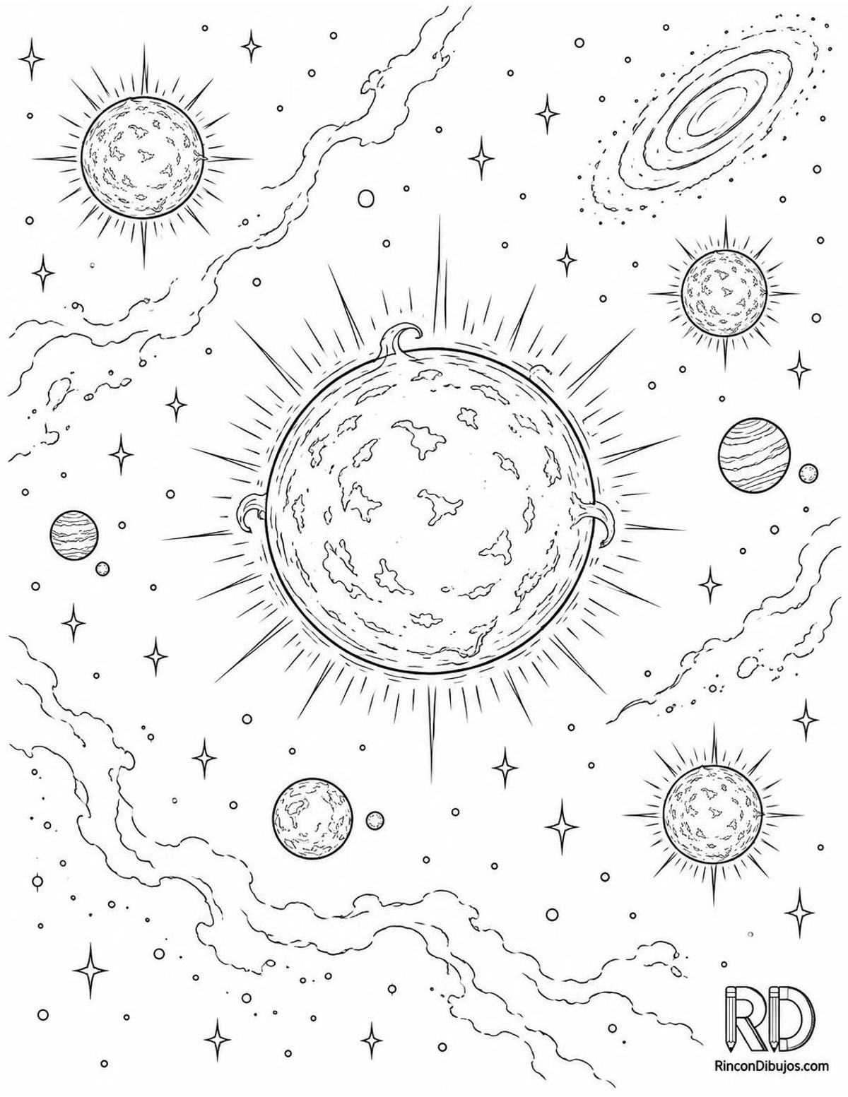 Dibujo de estrellas en galaxia para colorear Dibujo de estrellas en galaxia para colorear