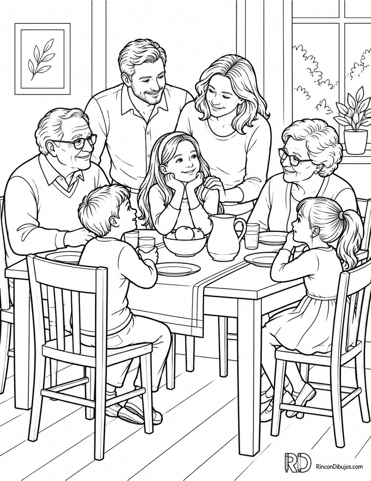 Dibujo de familia de abuelos para colorear Dibujo de familia de abuelos para colorear