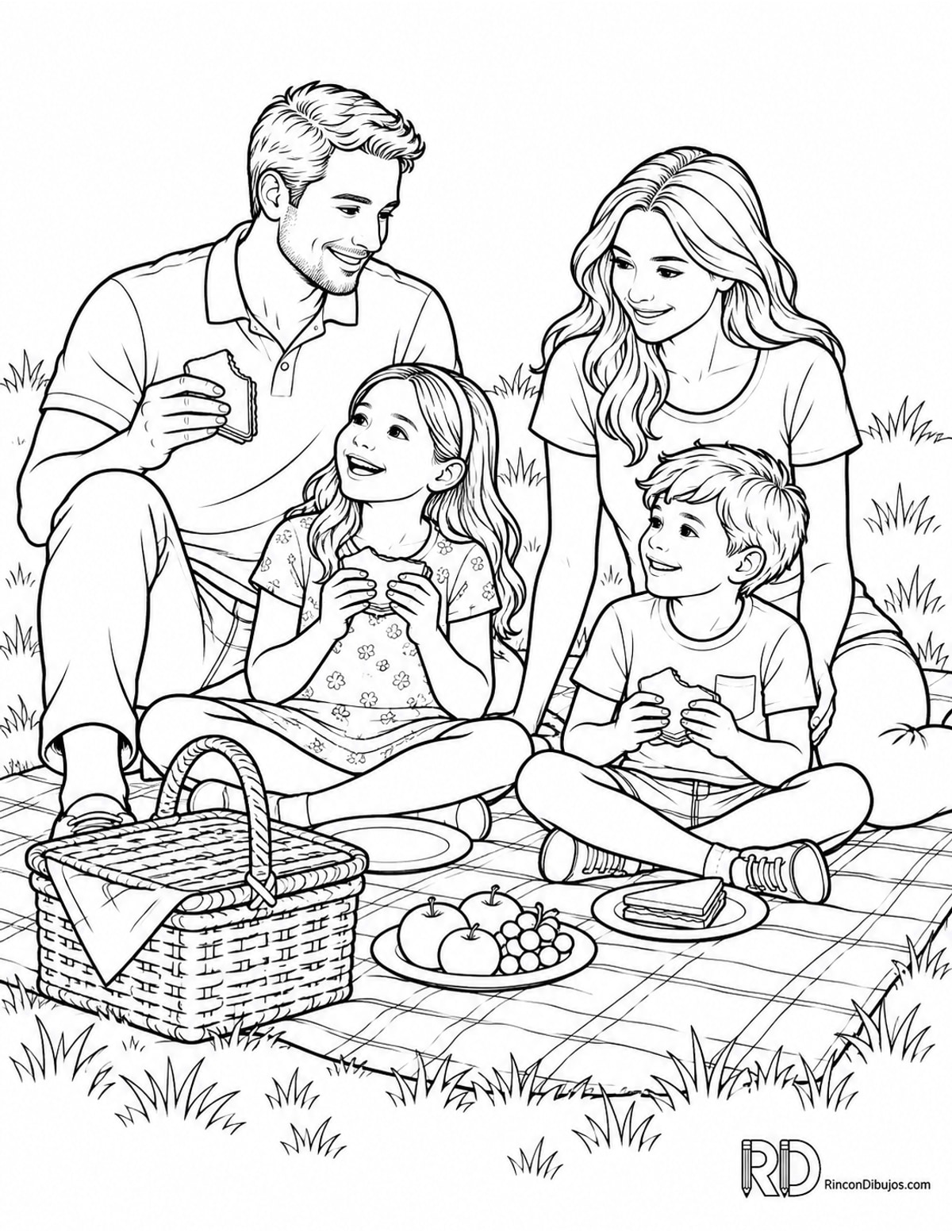 Dibujo de familia haciendo un para colorear Dibujo de familia haciendo un para colorear