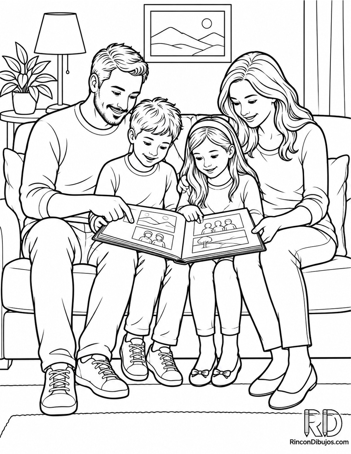 Dibujo de familia para colorear Dibujo de familia para colorear