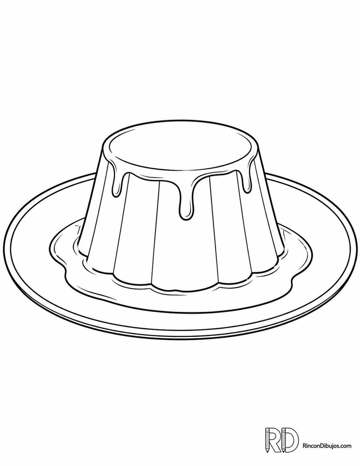 Dibujo de flan con caramelo para colorear
