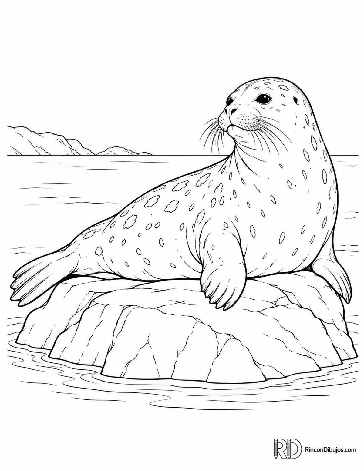 Dibujo de foca descansando para colorear