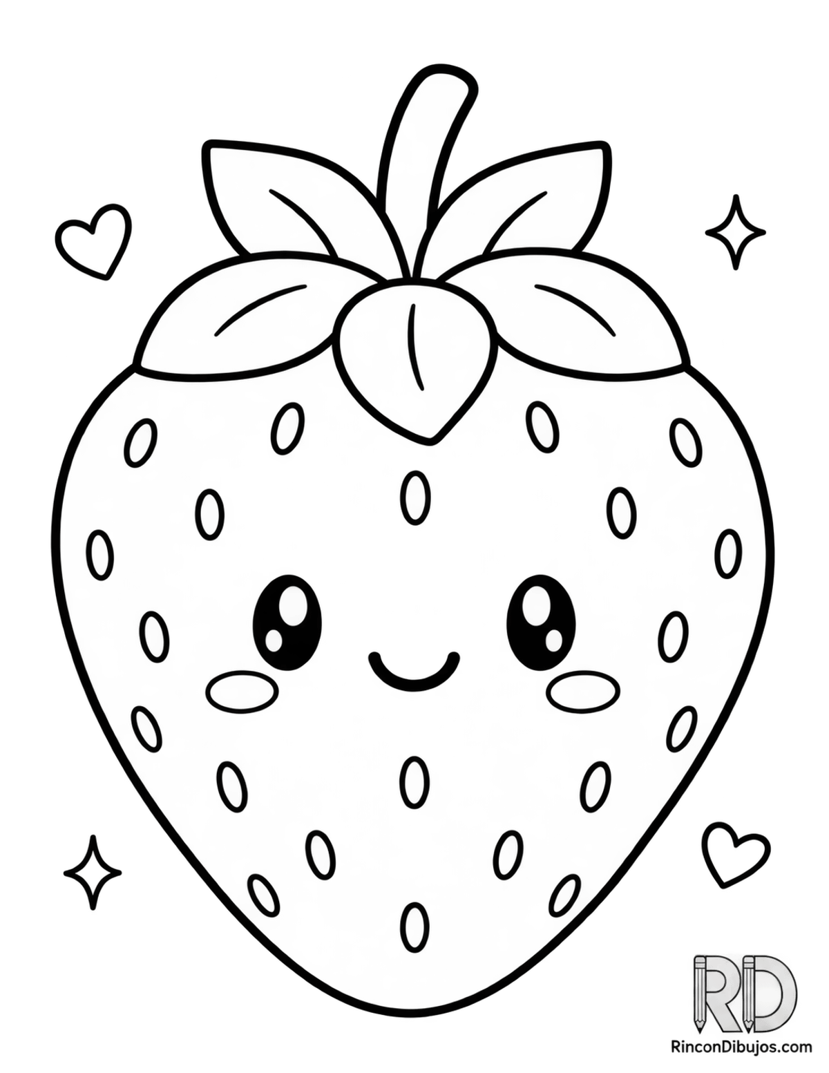 Dibujo de fresa kawaii para colorear