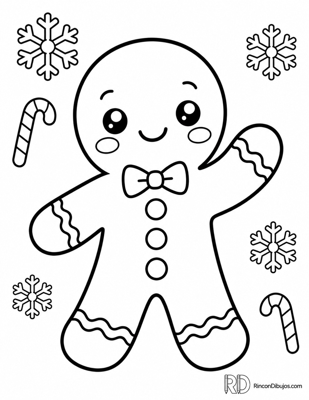 Dibujo de galleta jengibre kawaii para colorear Dibujo de galleta jengibre kawaii para colorear