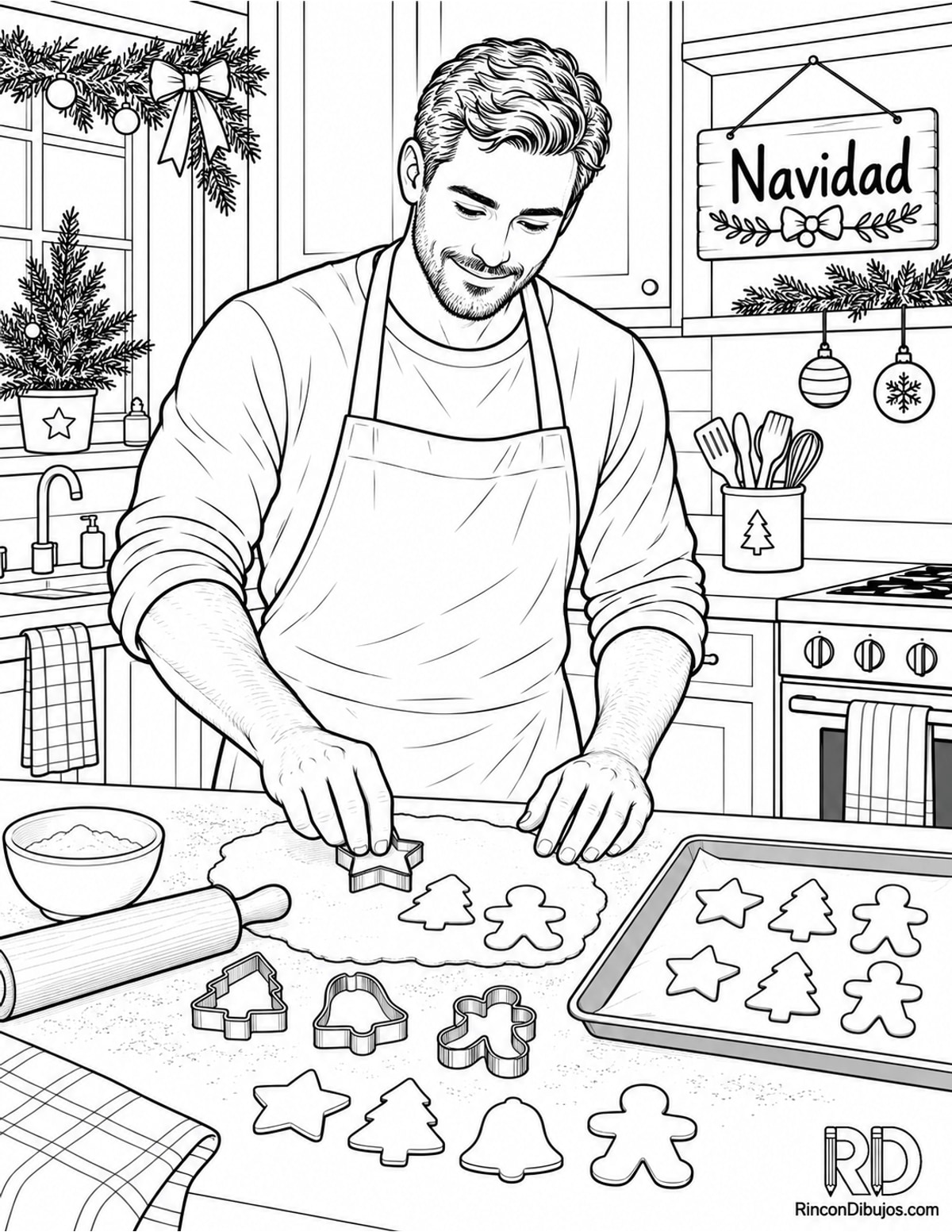 Dibujo de galletas Navidad para colorear