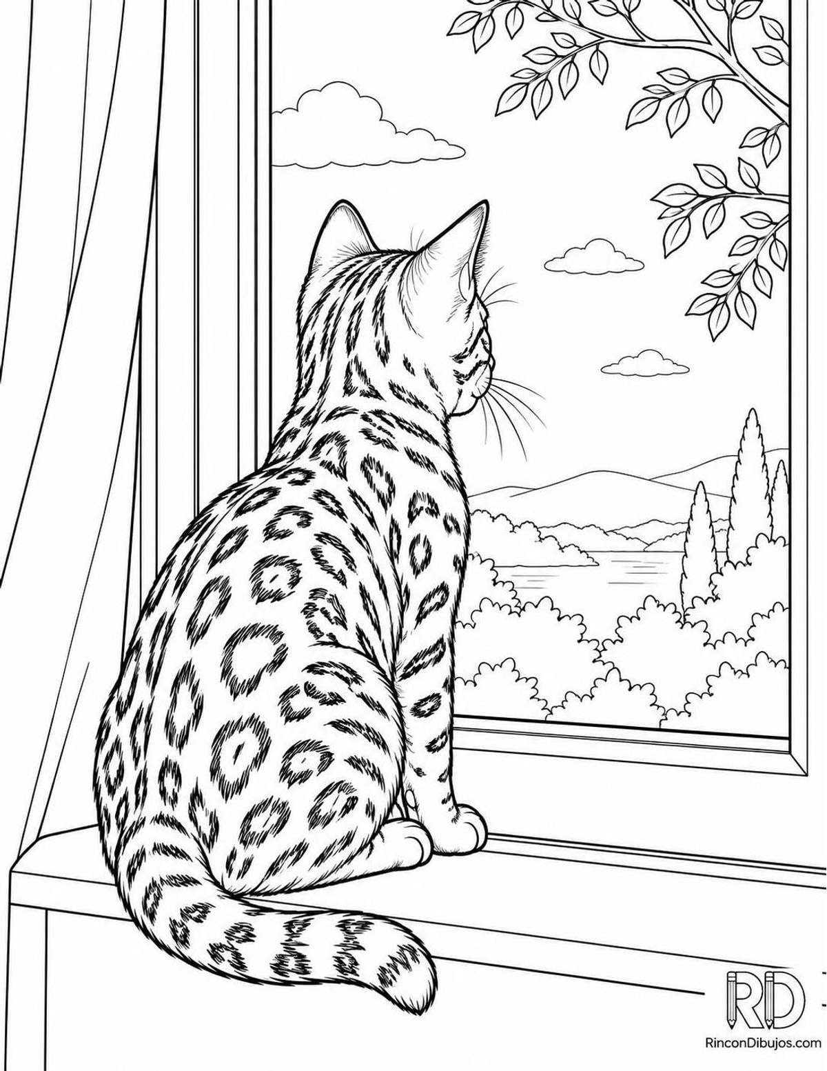 Dibujo de gatito bengalí ventana para colorear Dibujo de gatito bengalí ventana para colorear