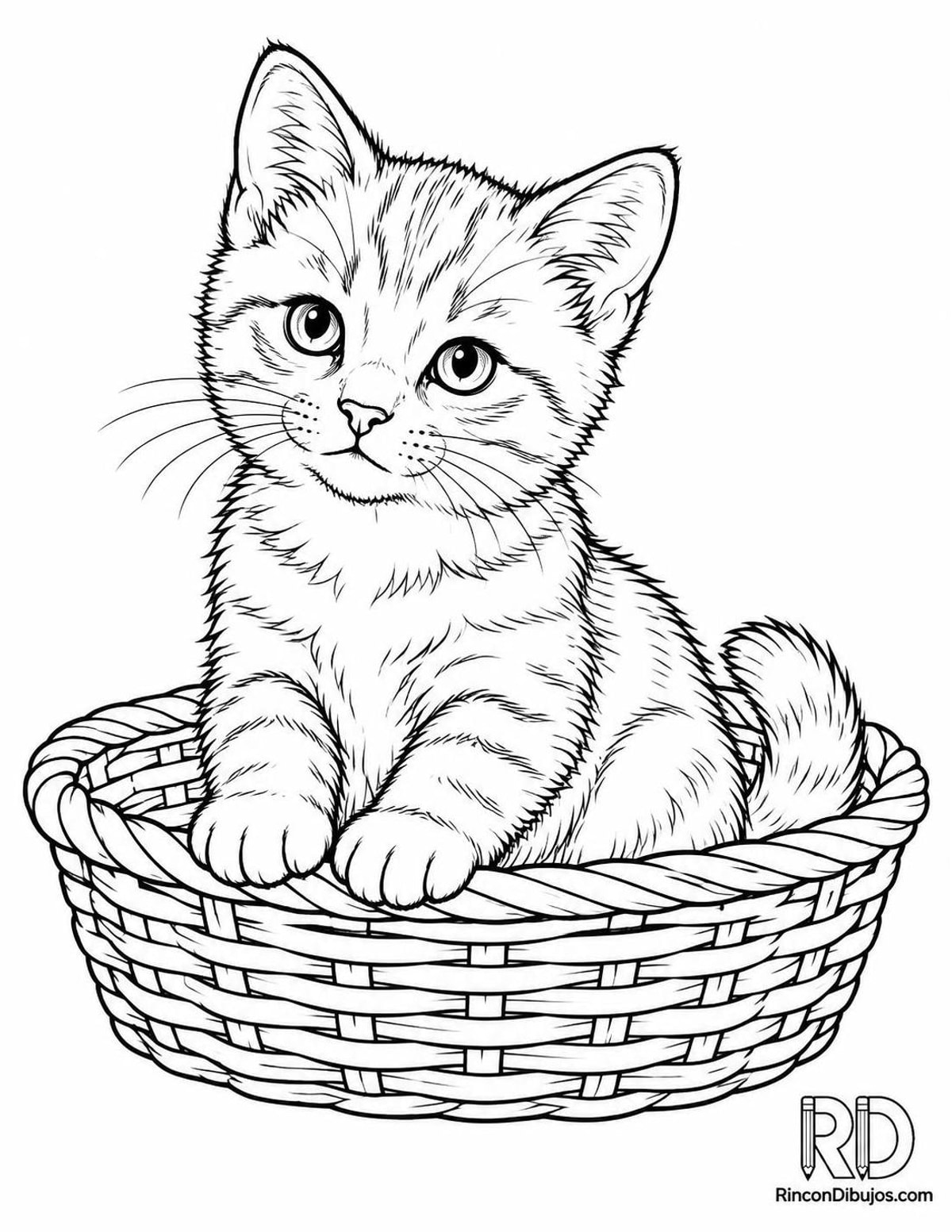 Dibujo de gatito gris cesta para colorear Dibujo de gatito gris cesta para colorear