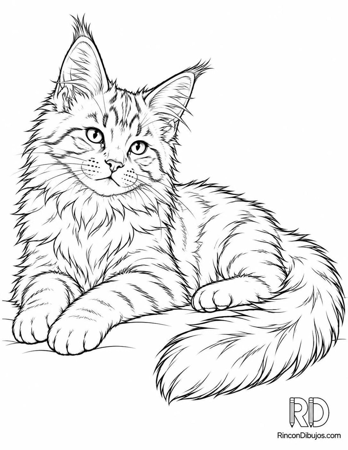 Dibujo de gatito maine coon para colorear Dibujo de gatito maine coon para colorear