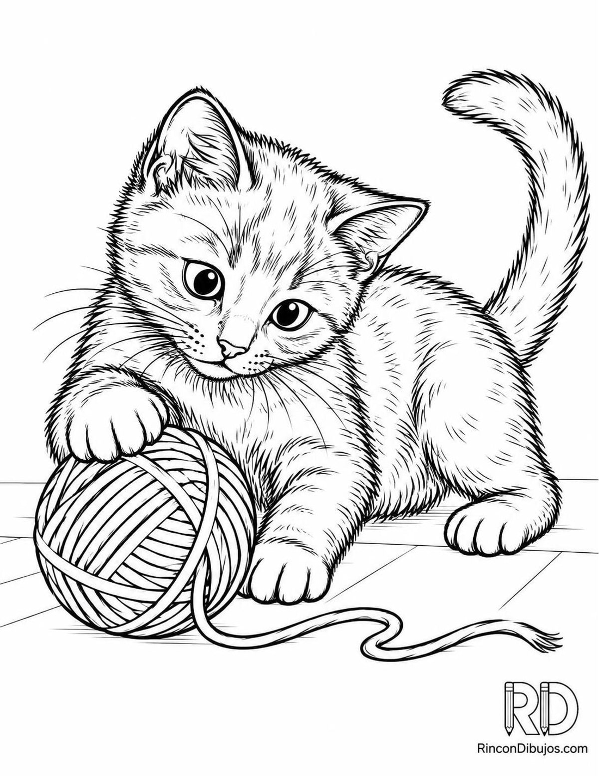 Dibujo de gatito negro lana para colorear Dibujo de gatito negro lana para colorear