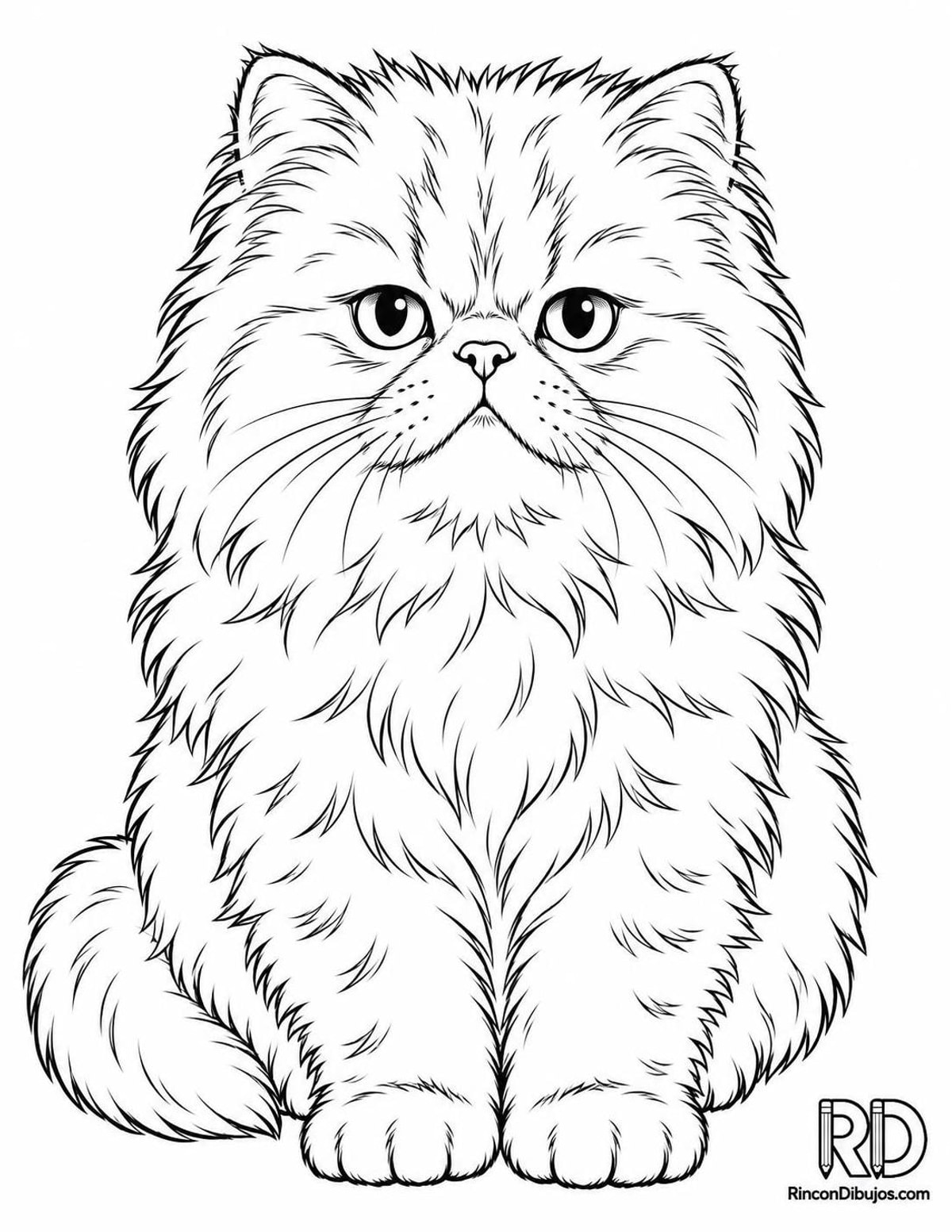 Dibujo de gatito persa tranquilo para colorear Dibujo de gatito persa tranquilo para colorear