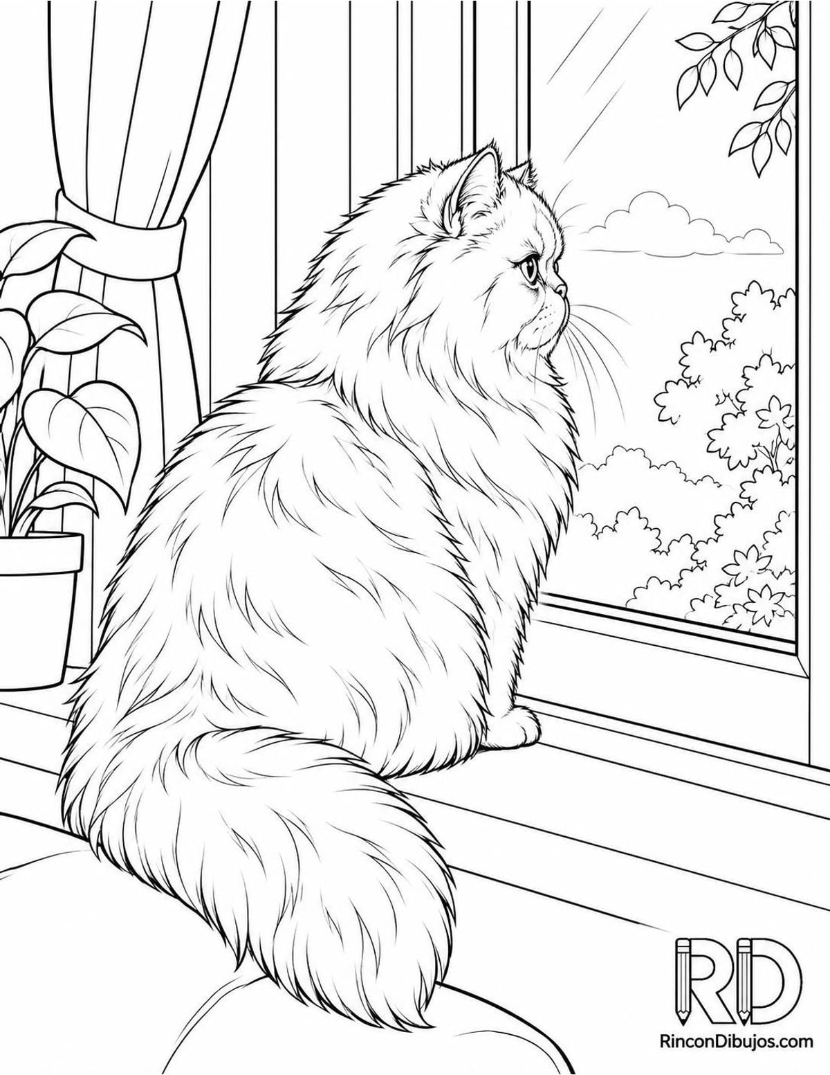 Dibujo de gato persa para colorear Dibujo de gato persa para colorear