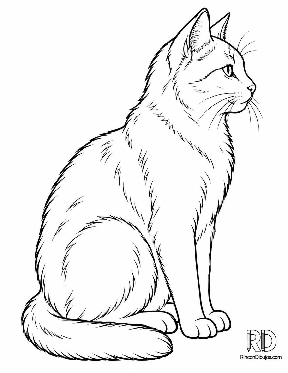 Dibujo de gato sentado para colorear Dibujo de gato sentado para colorear