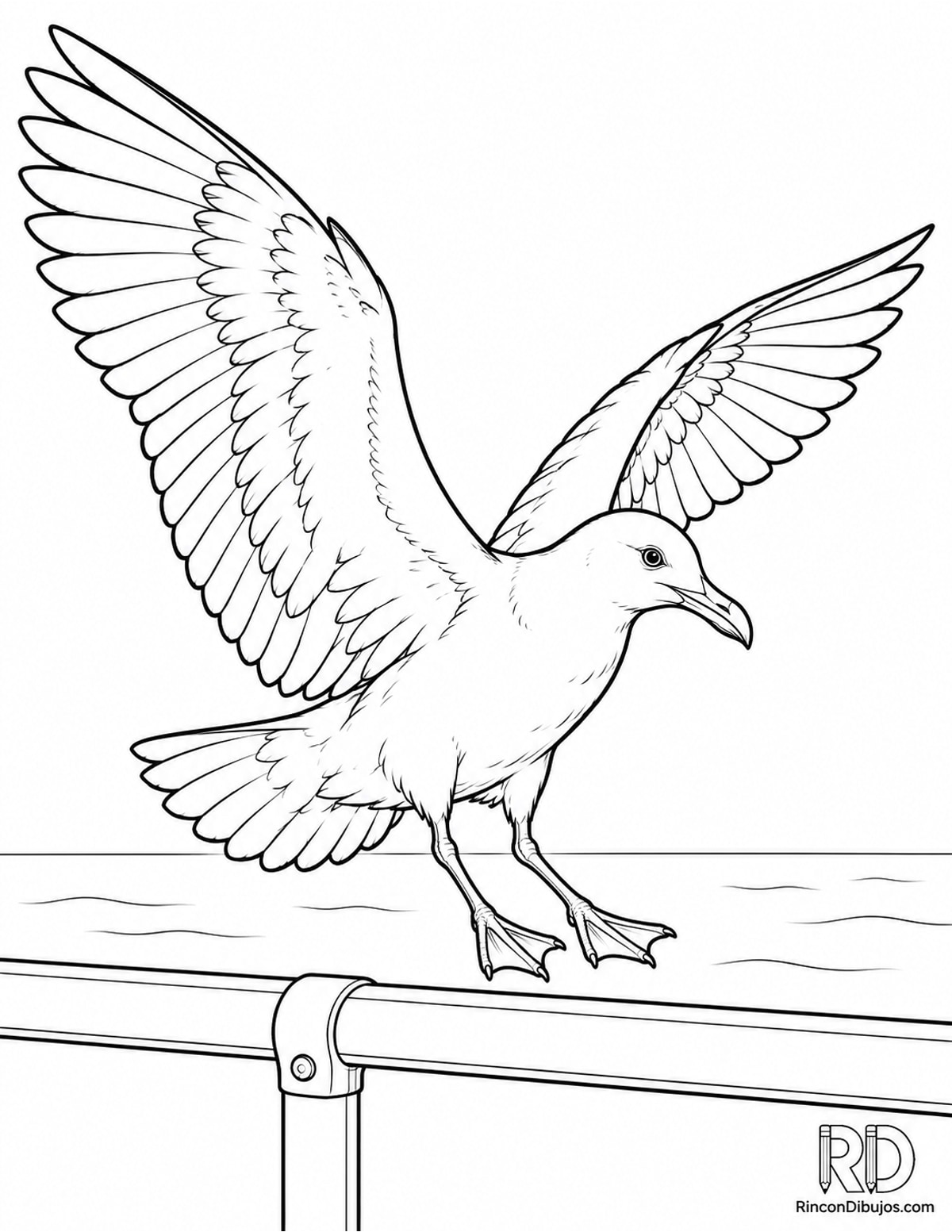 Dibujo de gaviota aterrizando para colorear Dibujo de gaviota aterrizando para colorear