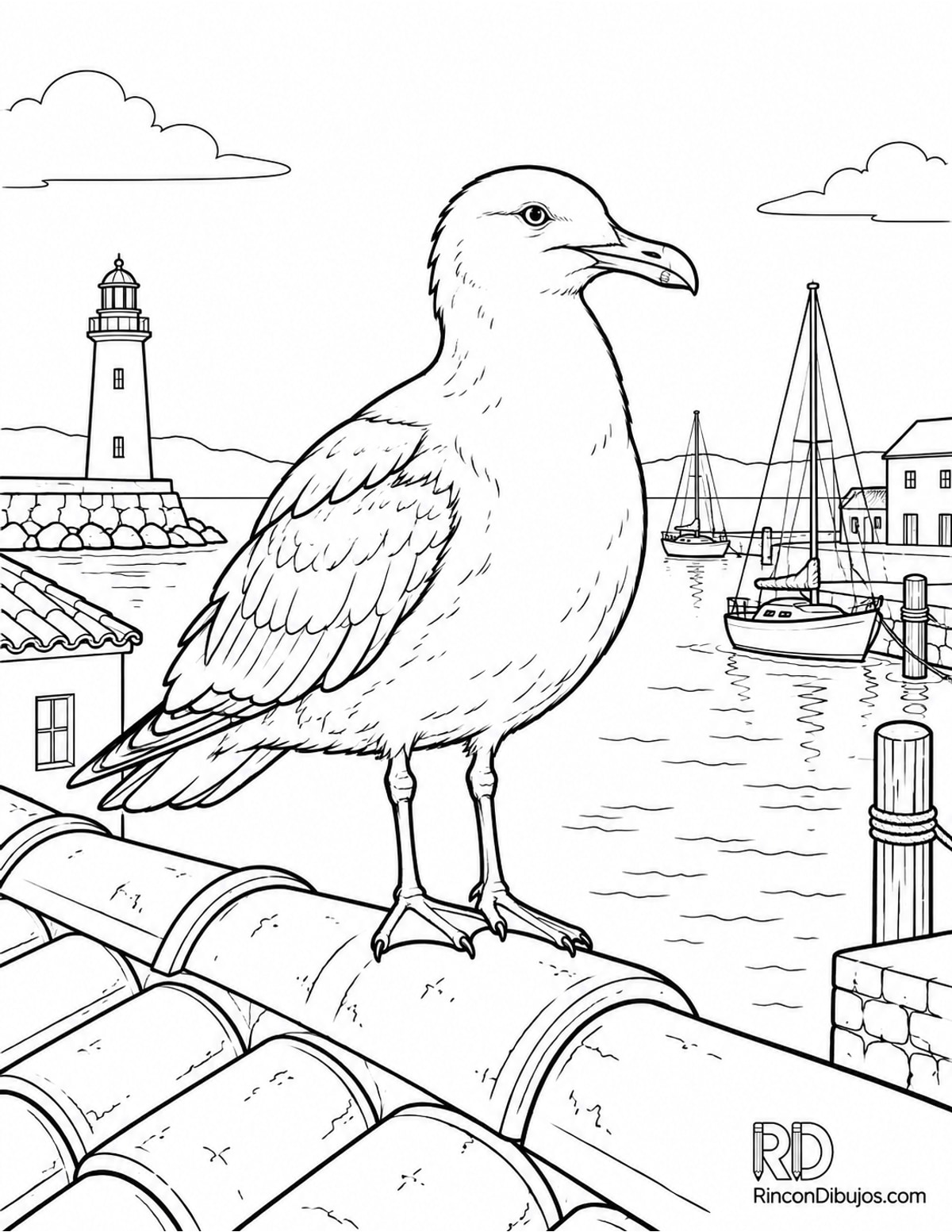 Dibujo de gaviota descansando para colorear Dibujo de gaviota descansando para colorear