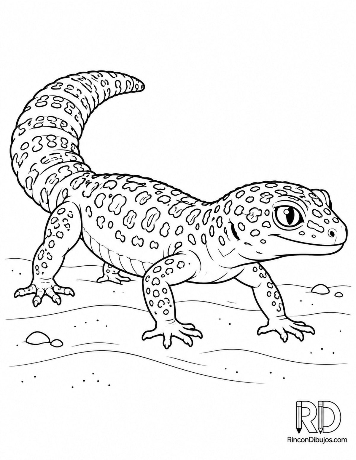 Dibujo de gecko leopardo caminando para colorear