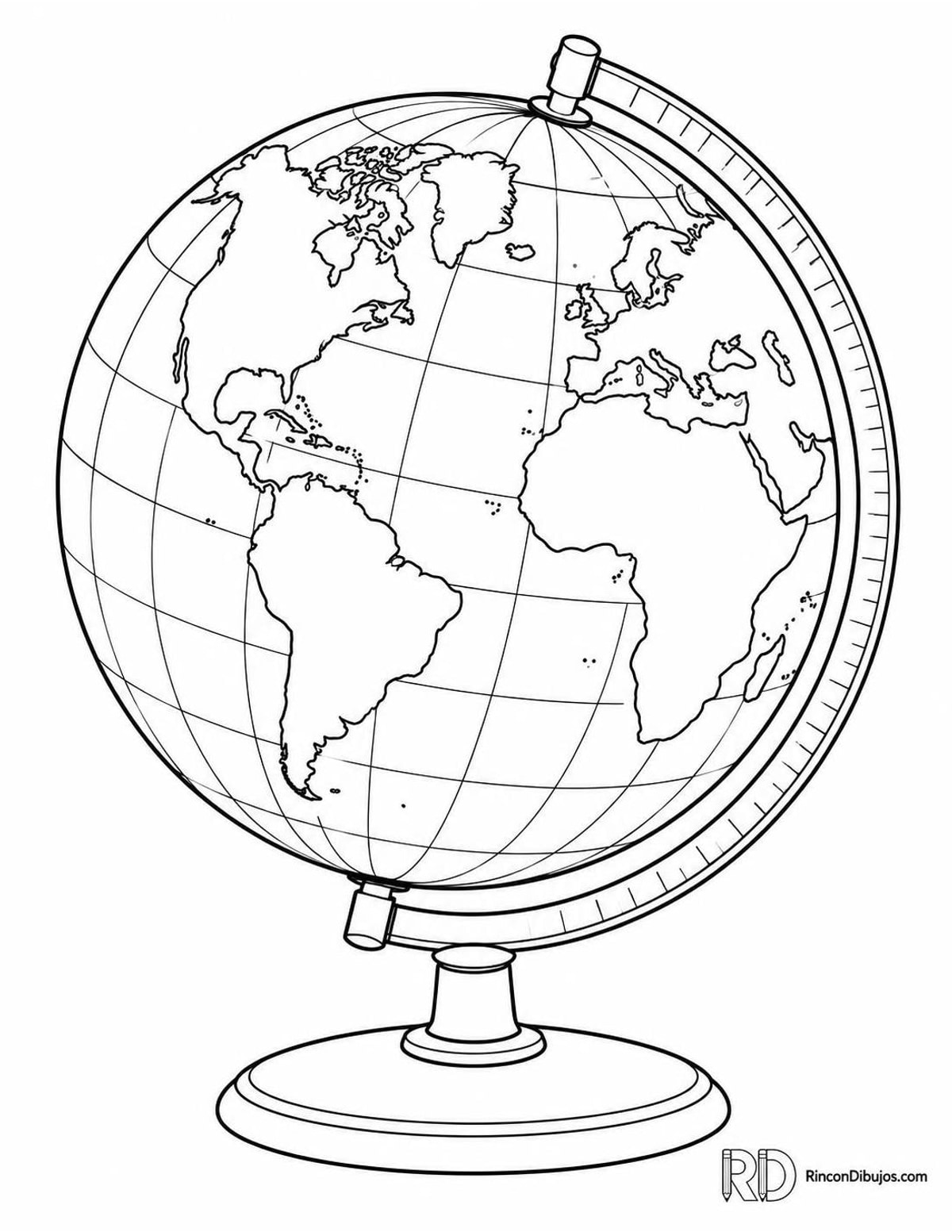 Dibujo de globo terráqueo para colorear