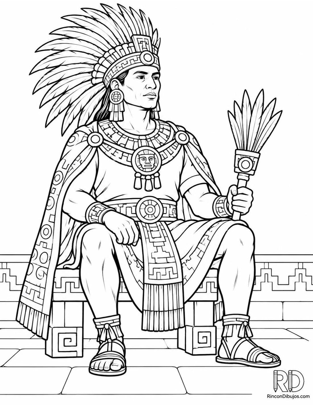 Dibujo de gobernante azteca para colorear Dibujo de gobernante azteca para colorear