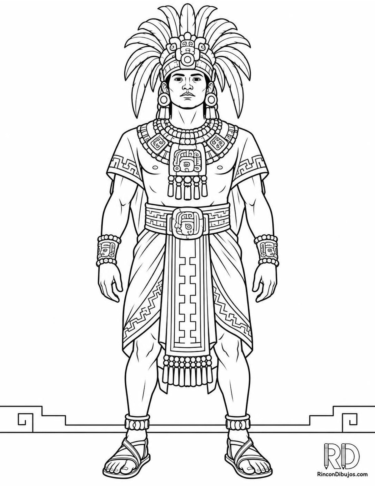Dibujo de gobernante maya para colorear Dibujo de gobernante maya para colorear