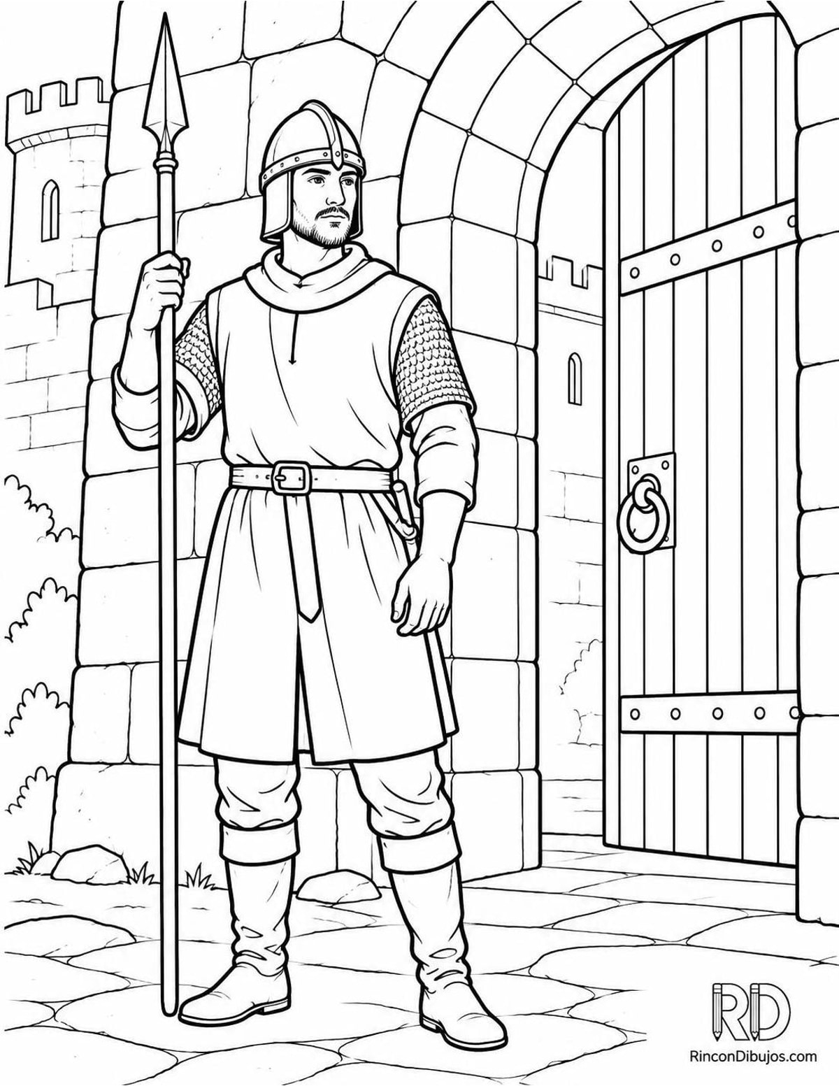 Dibujo de guardia medieval para colorear Dibujo de guardia medieval para colorear