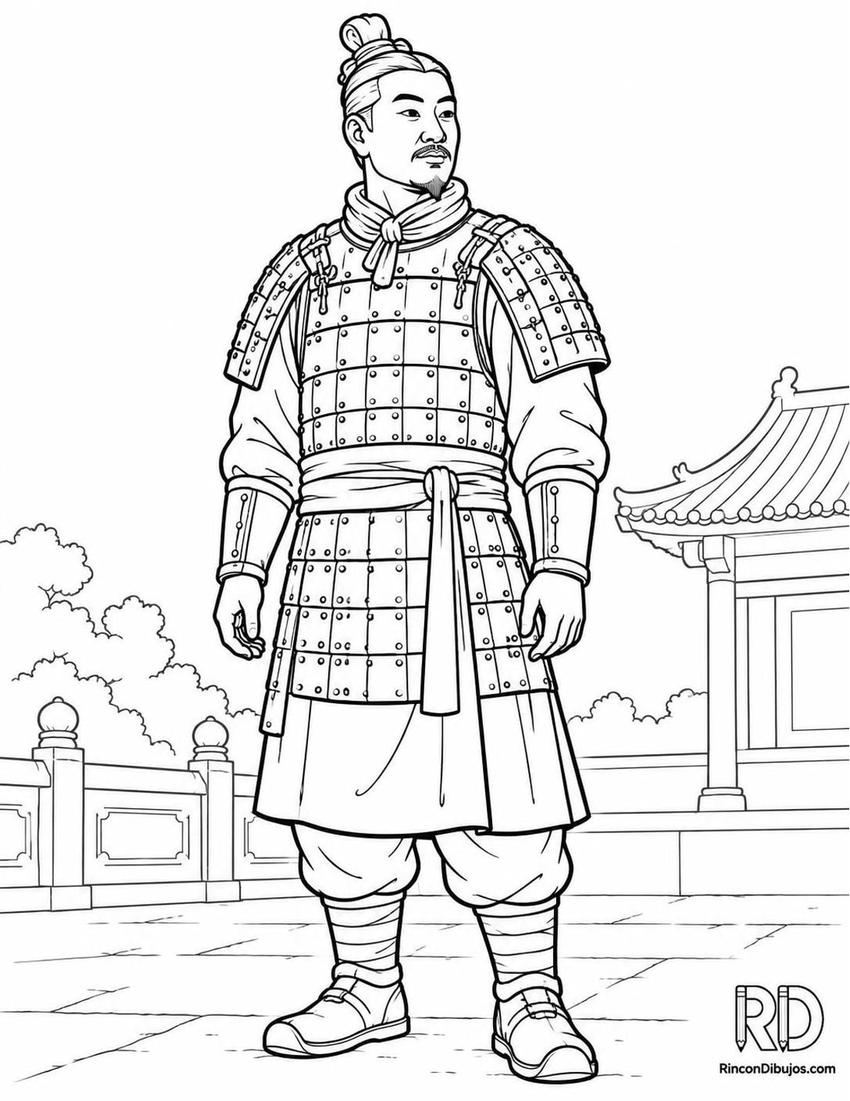 Dibujo de guerrero de terracota para colorear Dibujo de guerrero de terracota para colorear