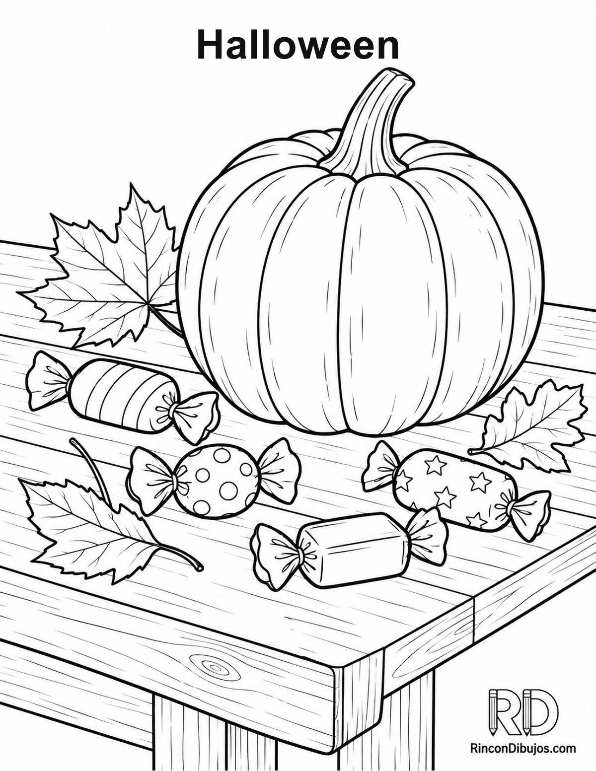 Dibujo de Halloween mesa para colorear Dibujo de Halloween mesa para colorear