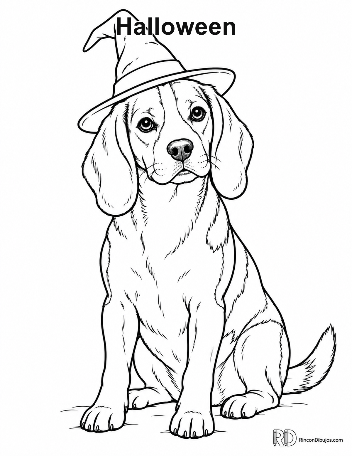 Dibujo de Halloween perro beagle para colorear Dibujo de Halloween perro beagle para colorear