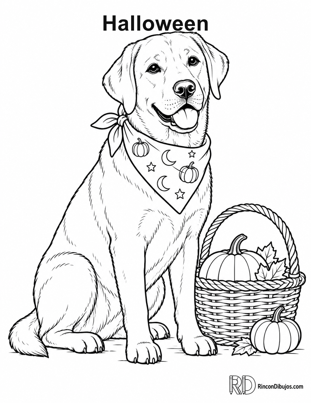 Dibujo de Halloween perro labrador para colorear Dibujo de Halloween perro labrador para colorear