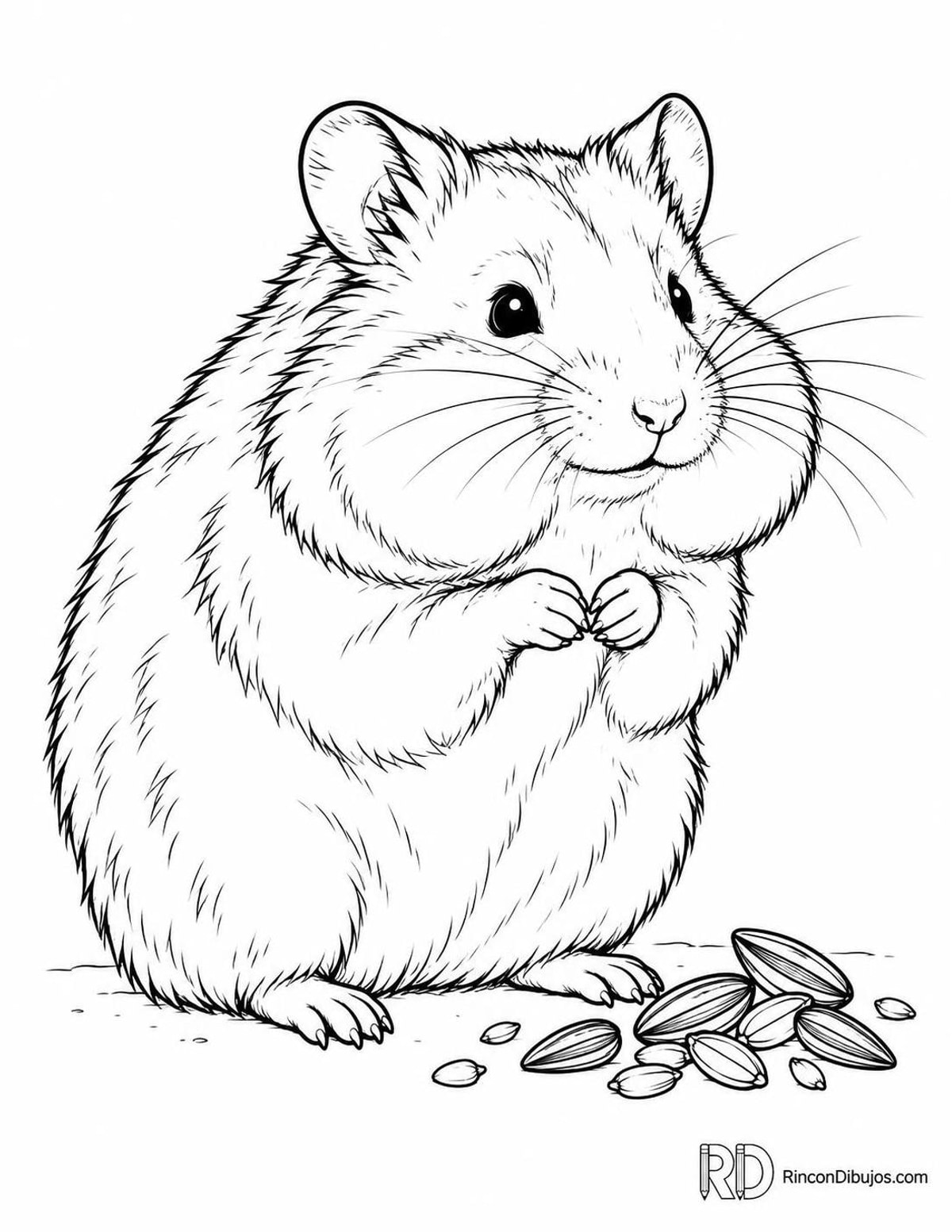 Dibujo de hámster comiendo para colorear