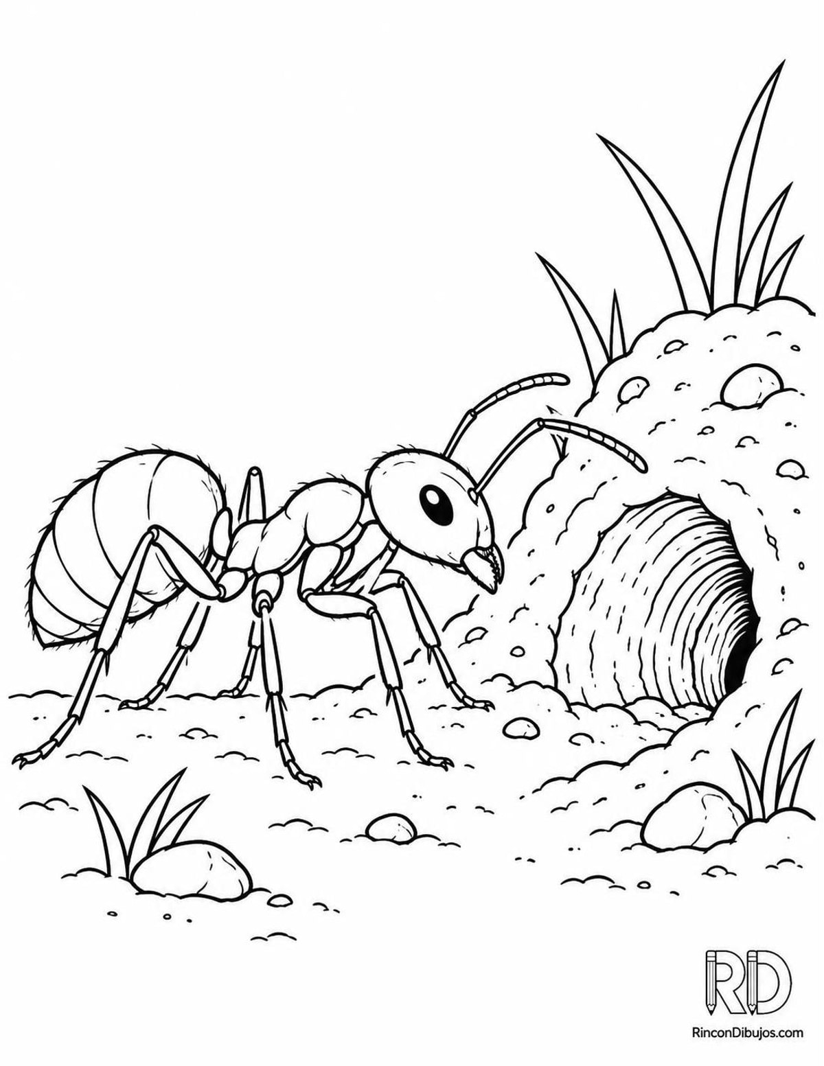 Dibujo de hormiga en hormiguero para colorear Dibujo de hormiga en hormiguero para colorear