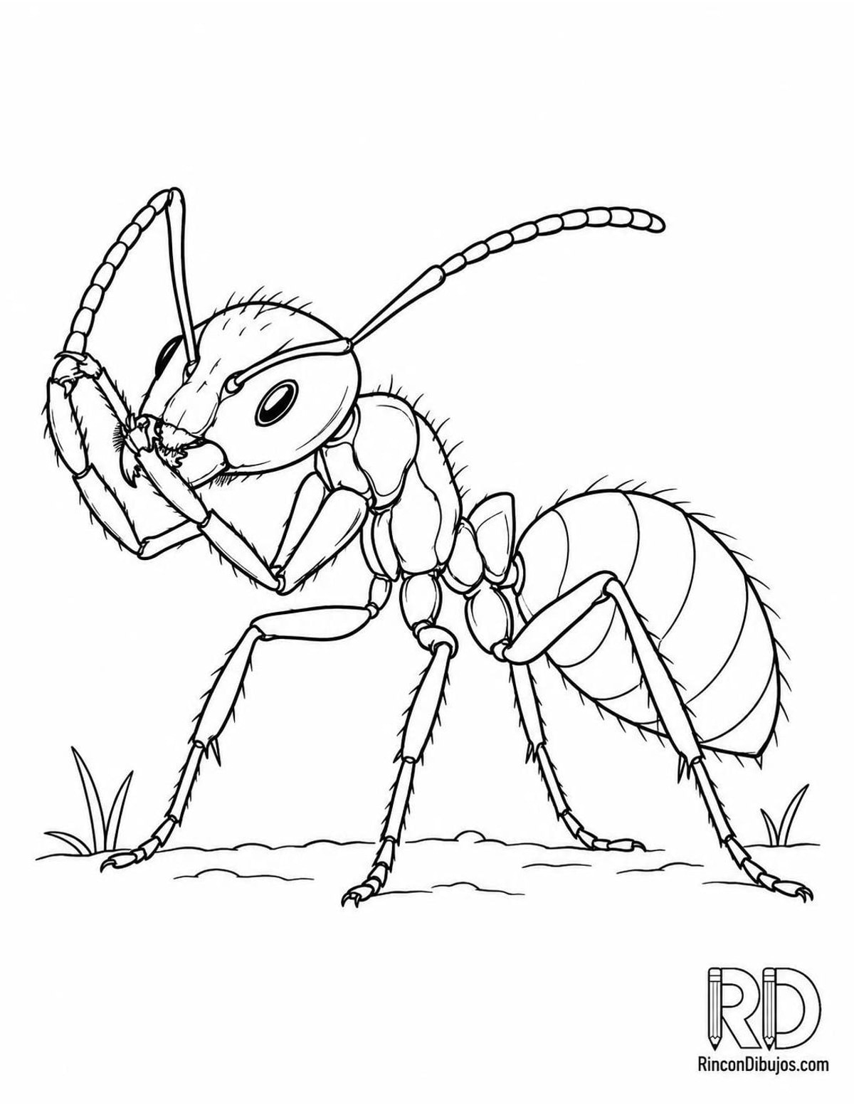 Dibujo de hormiga limpiándose para colorear Dibujo de hormiga limpiándose para colorear