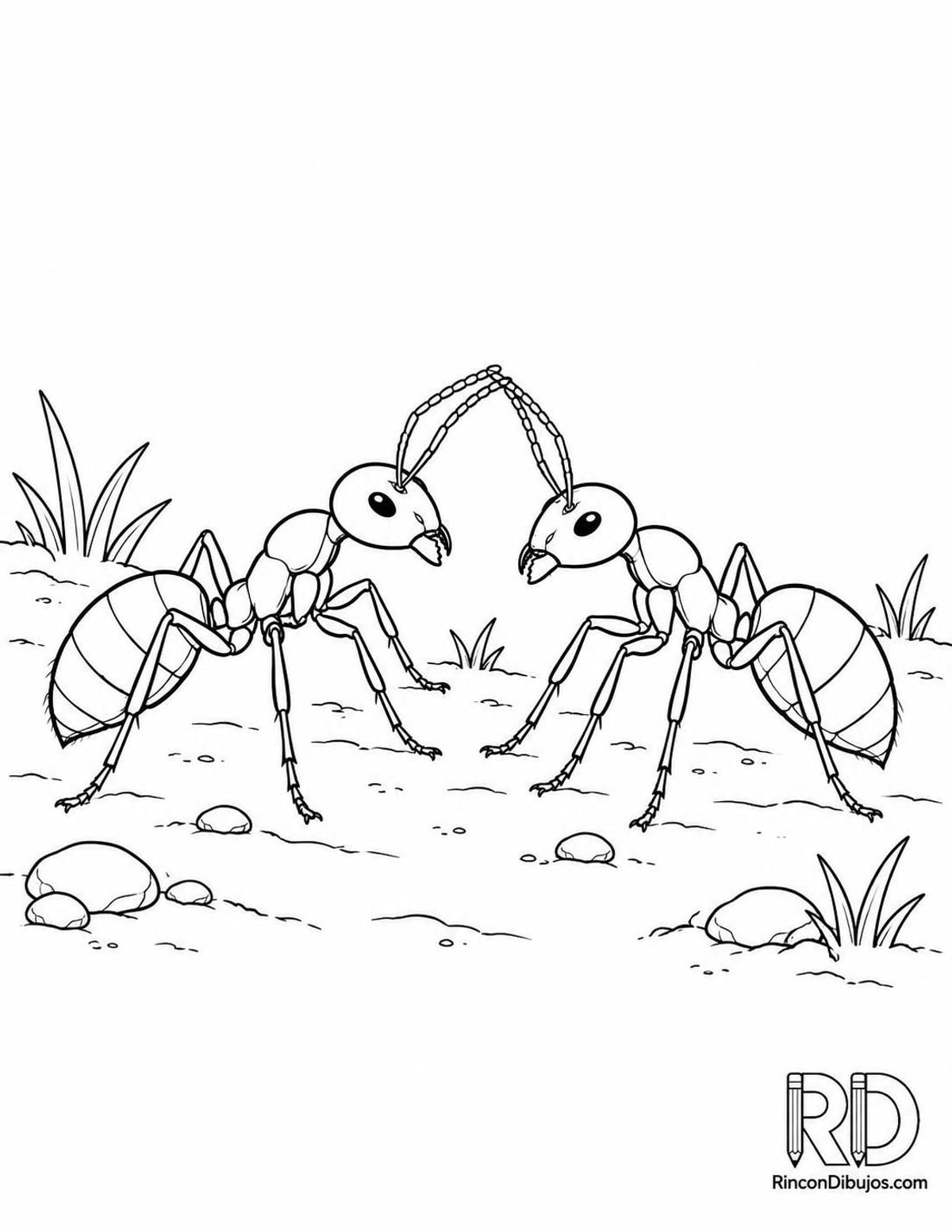 Dibujo de hormigas con antenas para colorear Dibujo de hormigas con antenas para colorear
