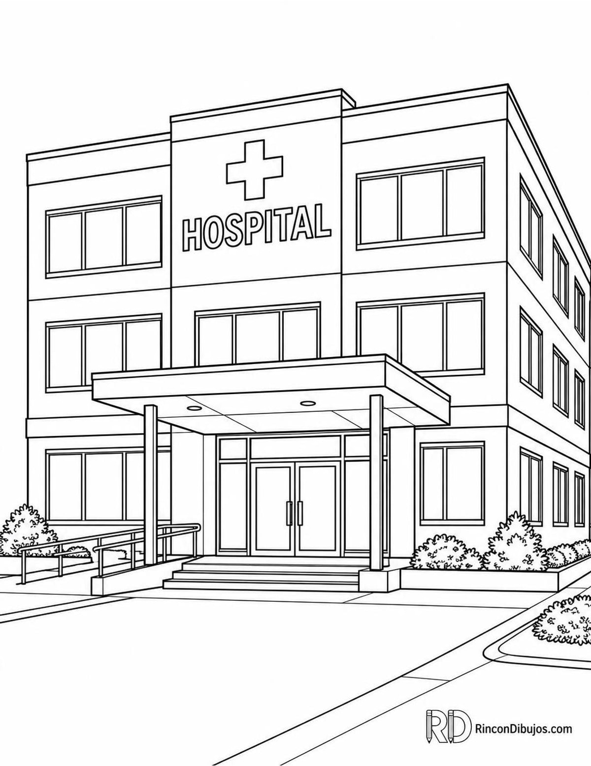 Dibujo de hospital para colorear