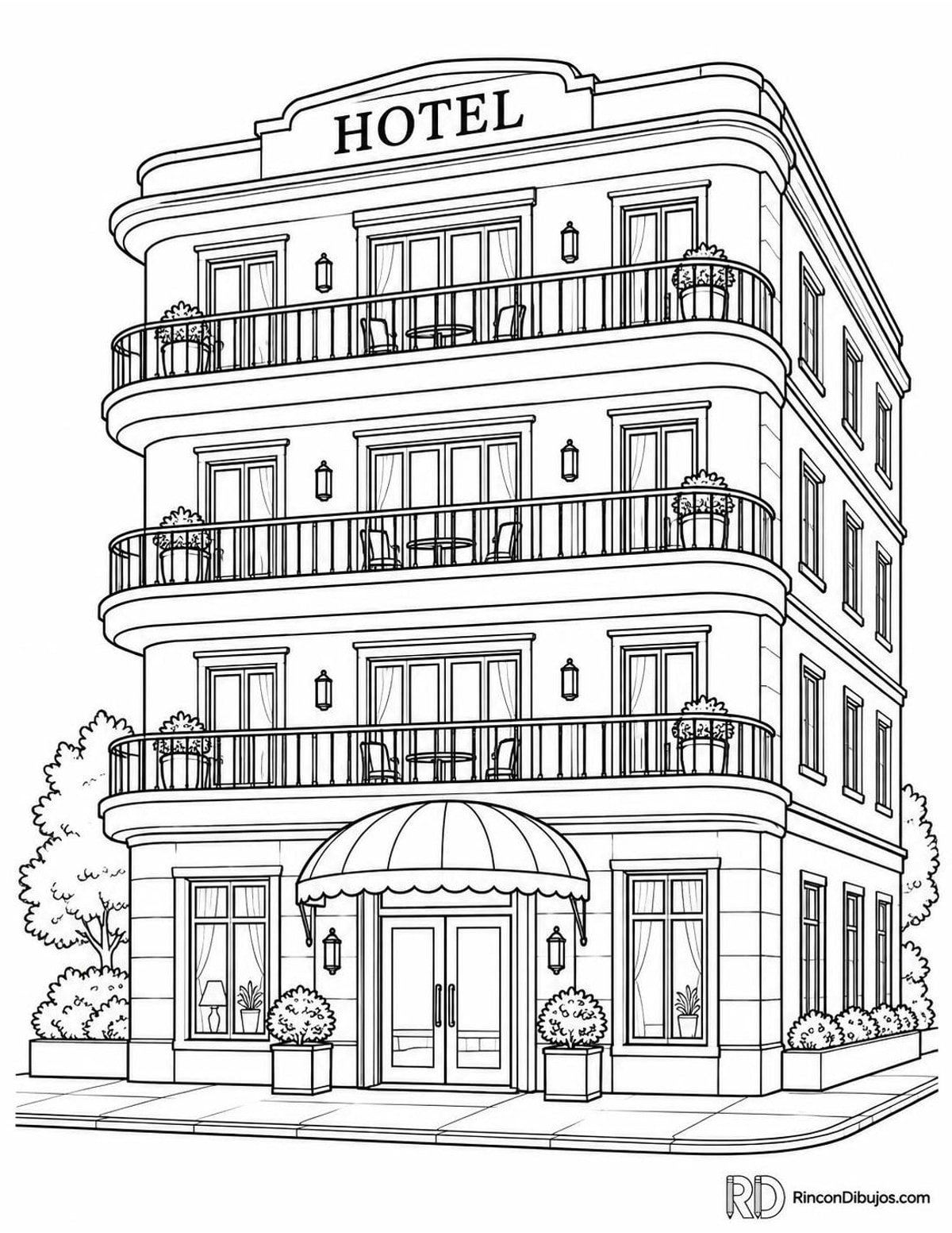 Dibujo de hotel para colorear