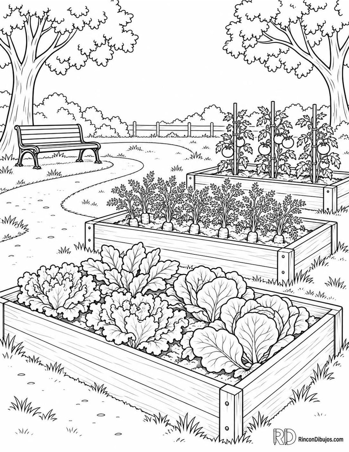 Dibujo de huerto comunitario para colorear Dibujo de huerto comunitario para colorear