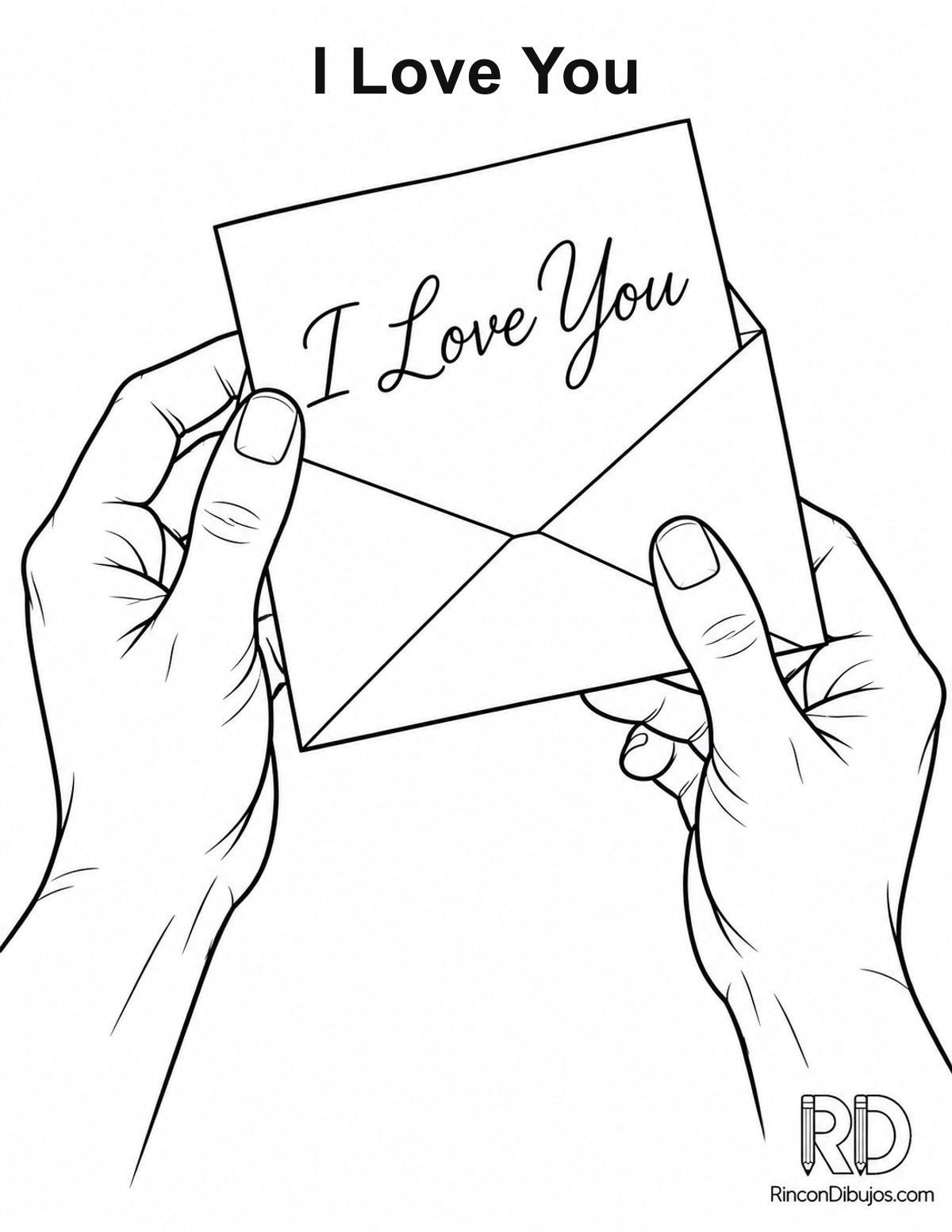 Dibujo de I Love You manos adultas para colorear