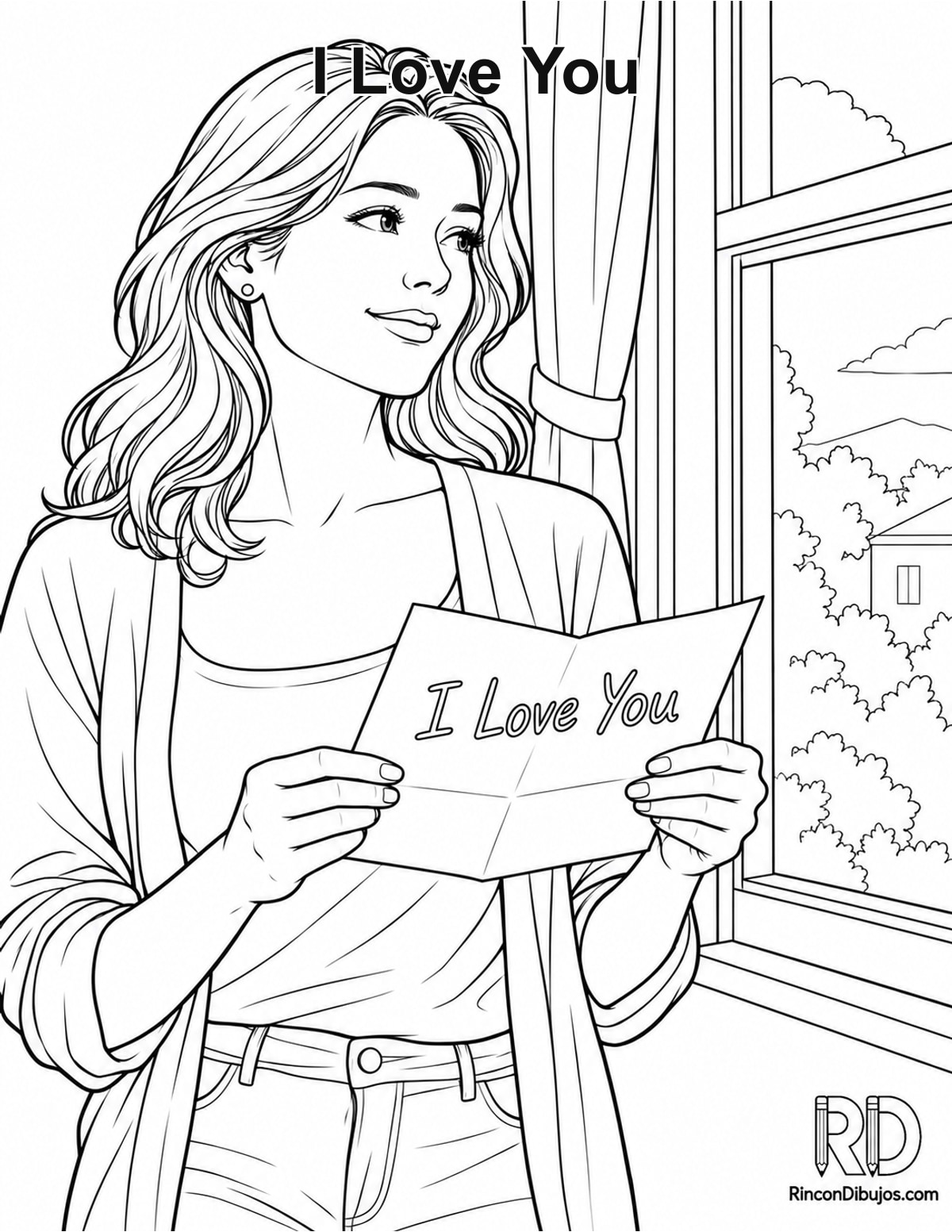 Dibujo de I Love You mujer para colorear