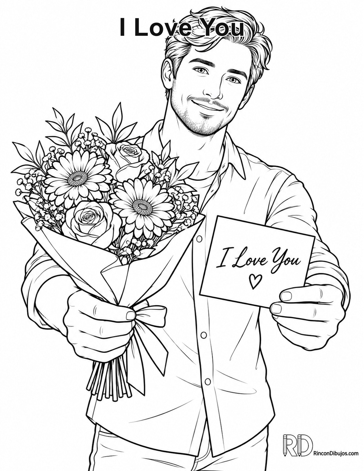 Dibujo de I Love You persona entregando para colorear