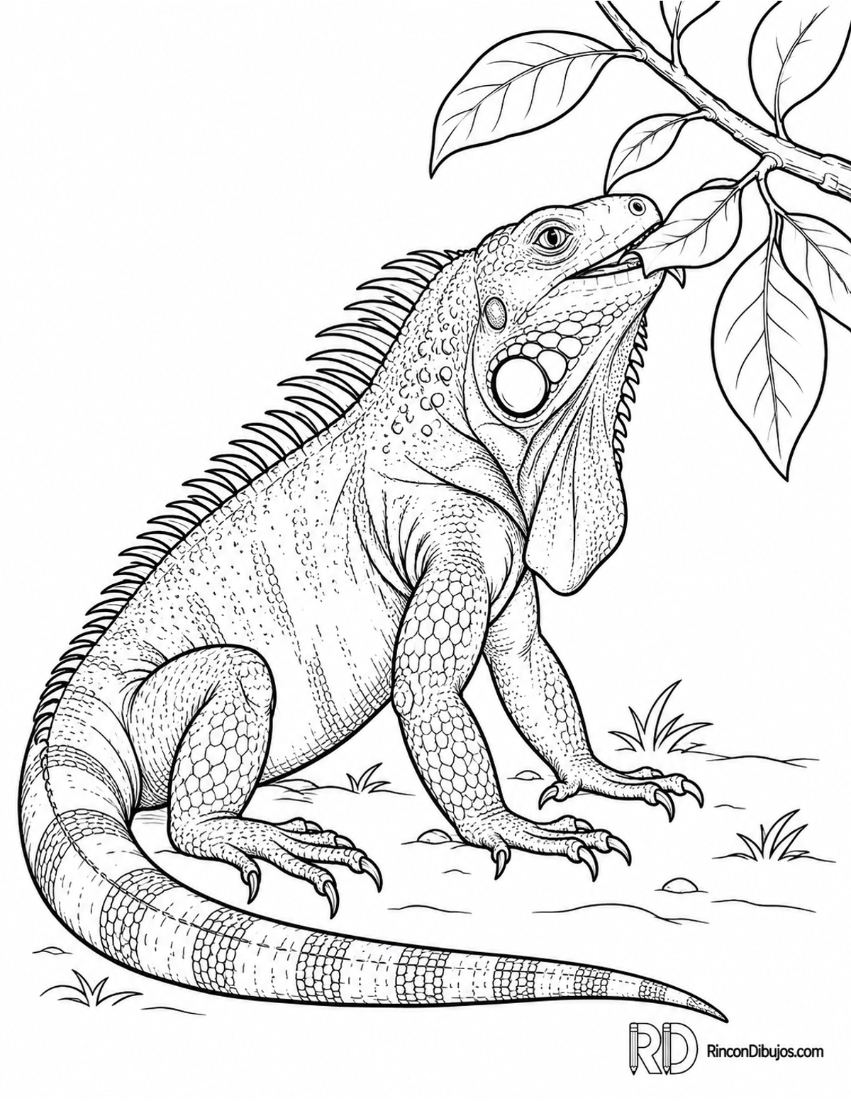Dibujo de iguana comiendo para colorear Dibujo de iguana comiendo para colorear