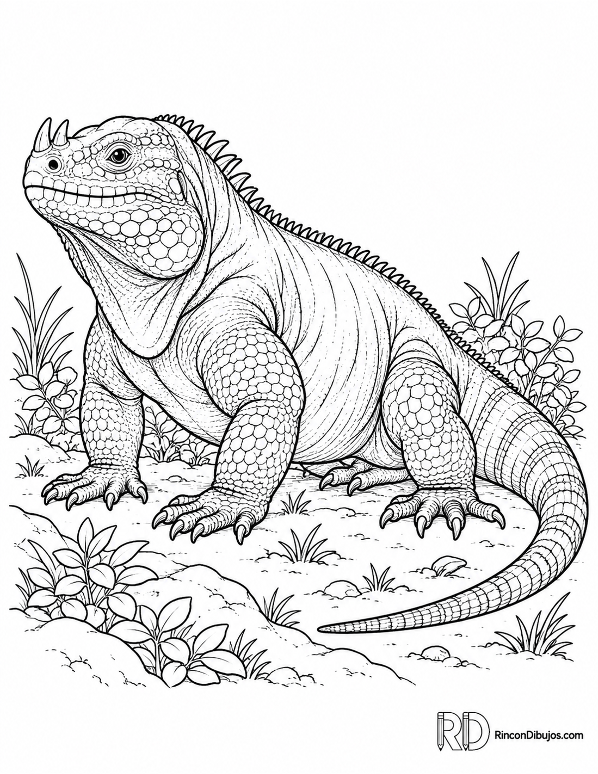 Dibujo de iguana rinoceronte para colorear Dibujo de iguana rinoceronte para colorear