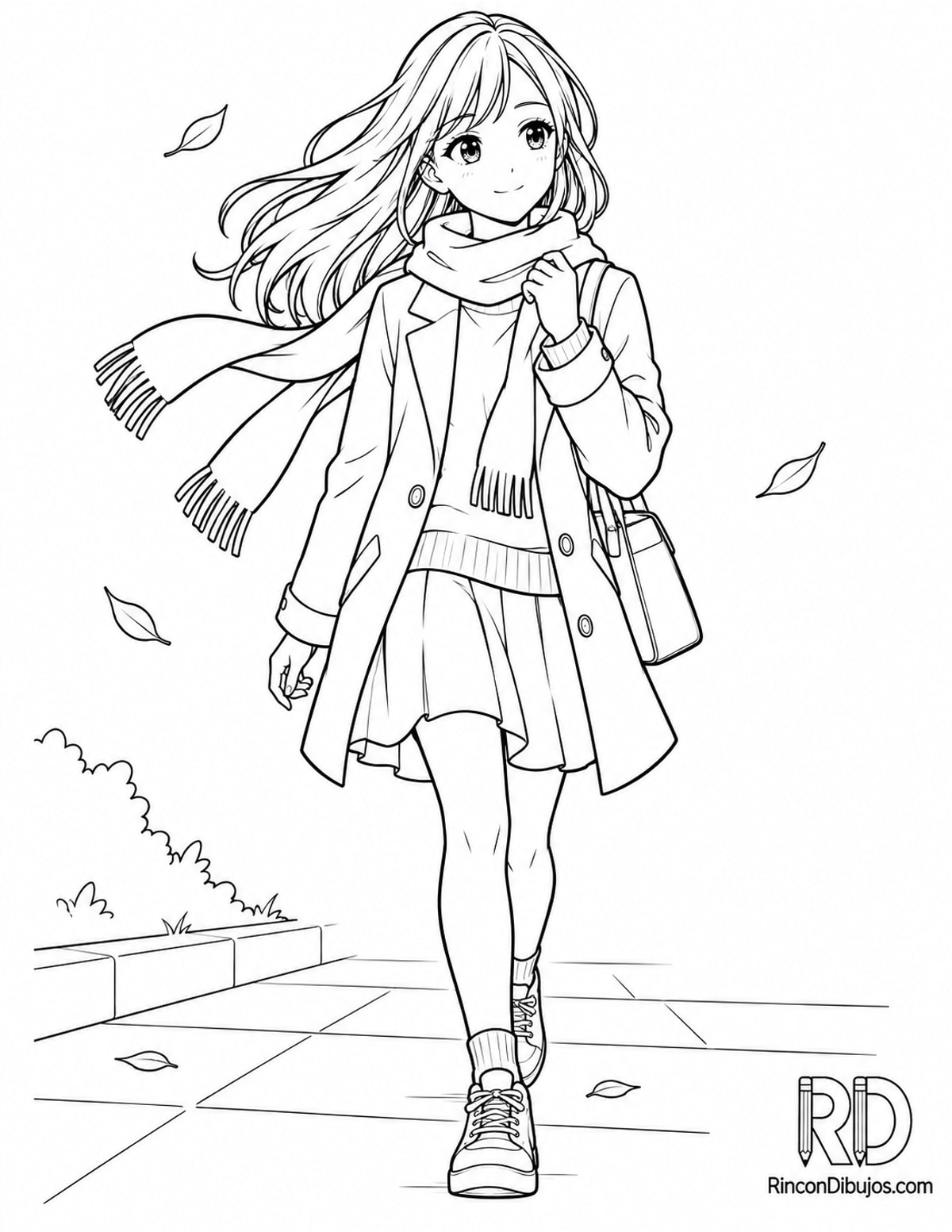 Dibujo de joven anime manga para colorear Dibujo de joven anime manga para colorear
