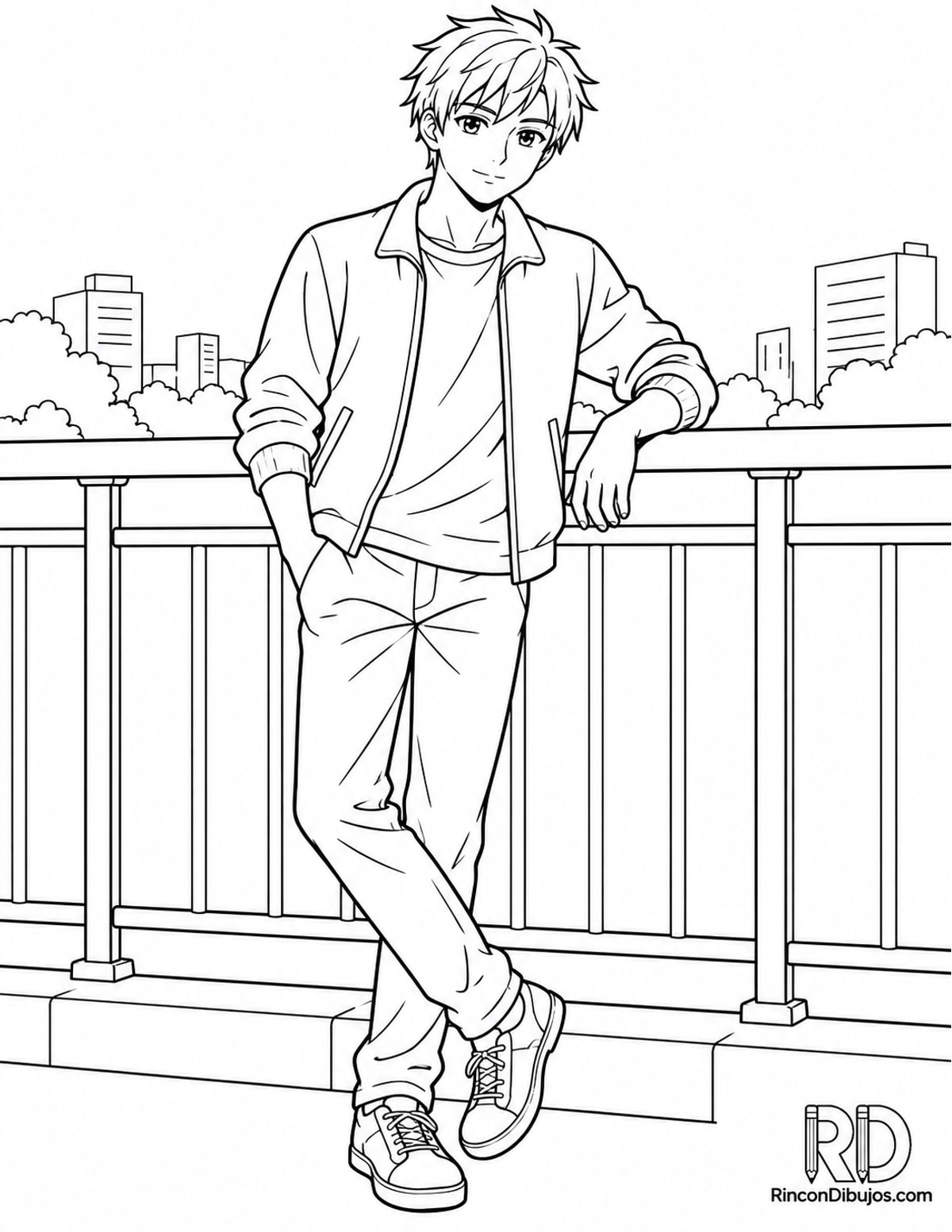 Dibujo de joven anime para colorear Dibujo de joven anime para colorear