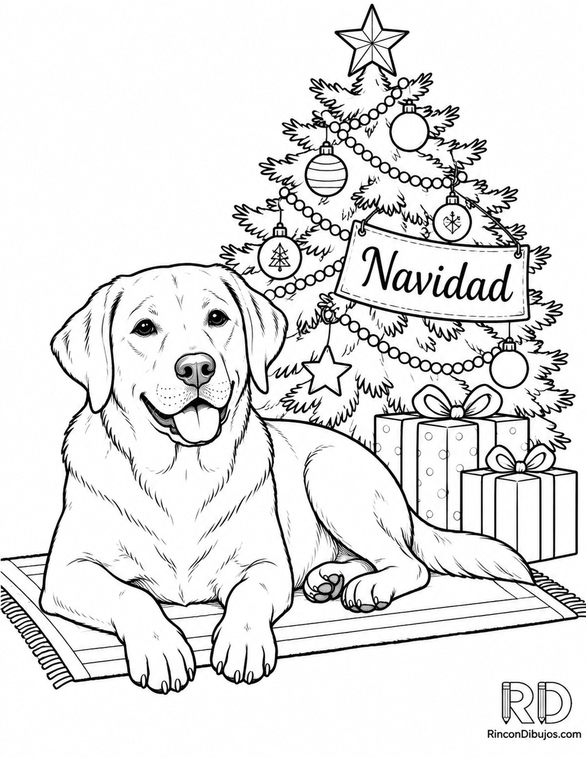 Dibujo de labrador Navidad árbol para colorear Dibujo de labrador Navidad árbol para colorear