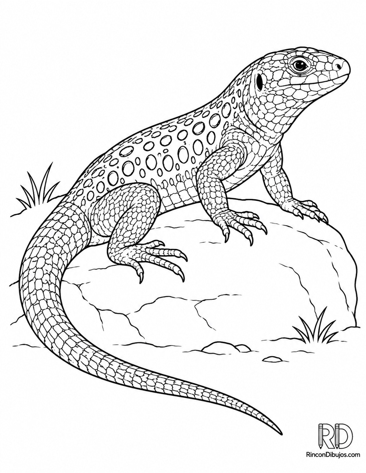 Dibujo de lagarto ocelado tomando para colorear
