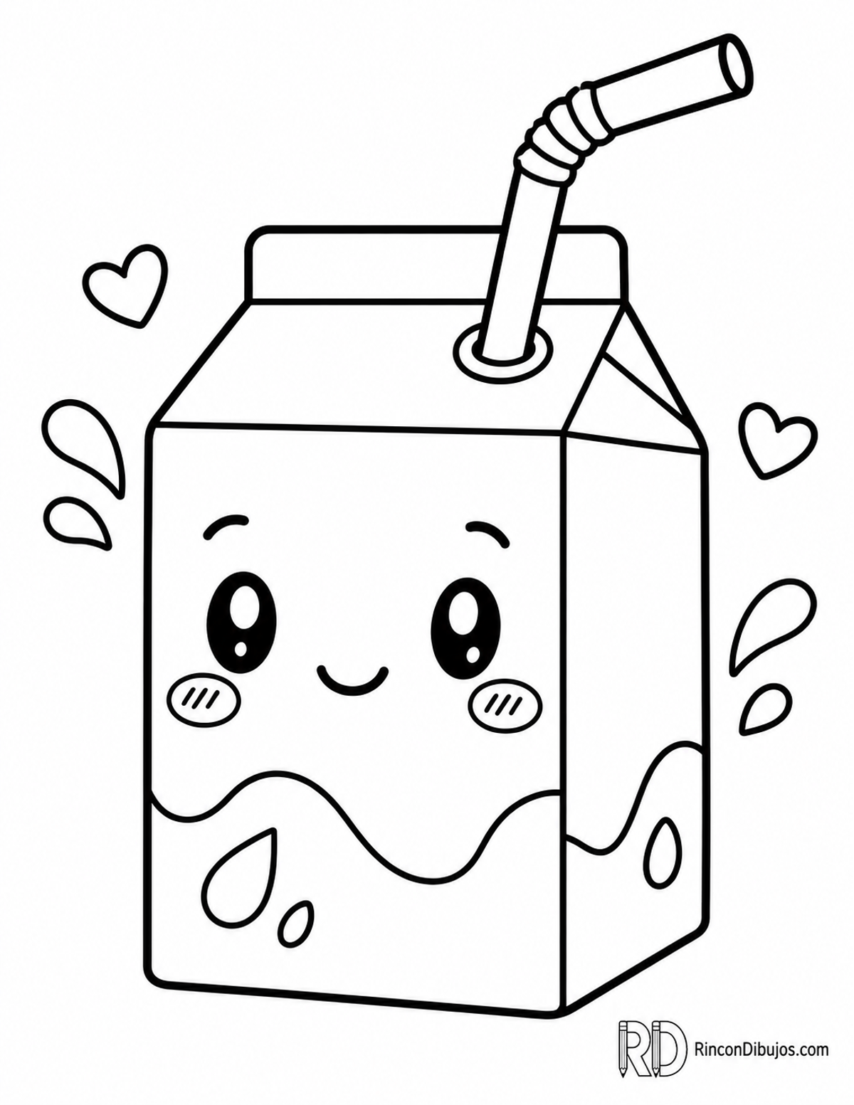 Dibujo de leche kawaii para colorear