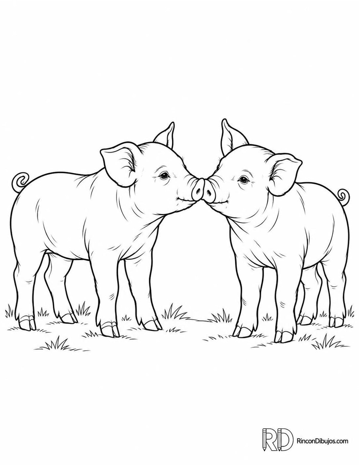 Dibujo de lechones juntos para colorear Dibujo de lechones juntos para colorear