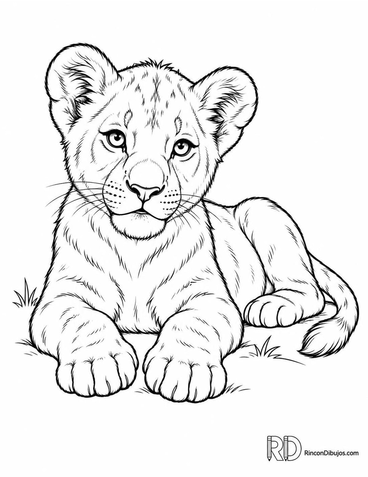 Dibujo de león cachorro para colorear Dibujo de león cachorro para colorear