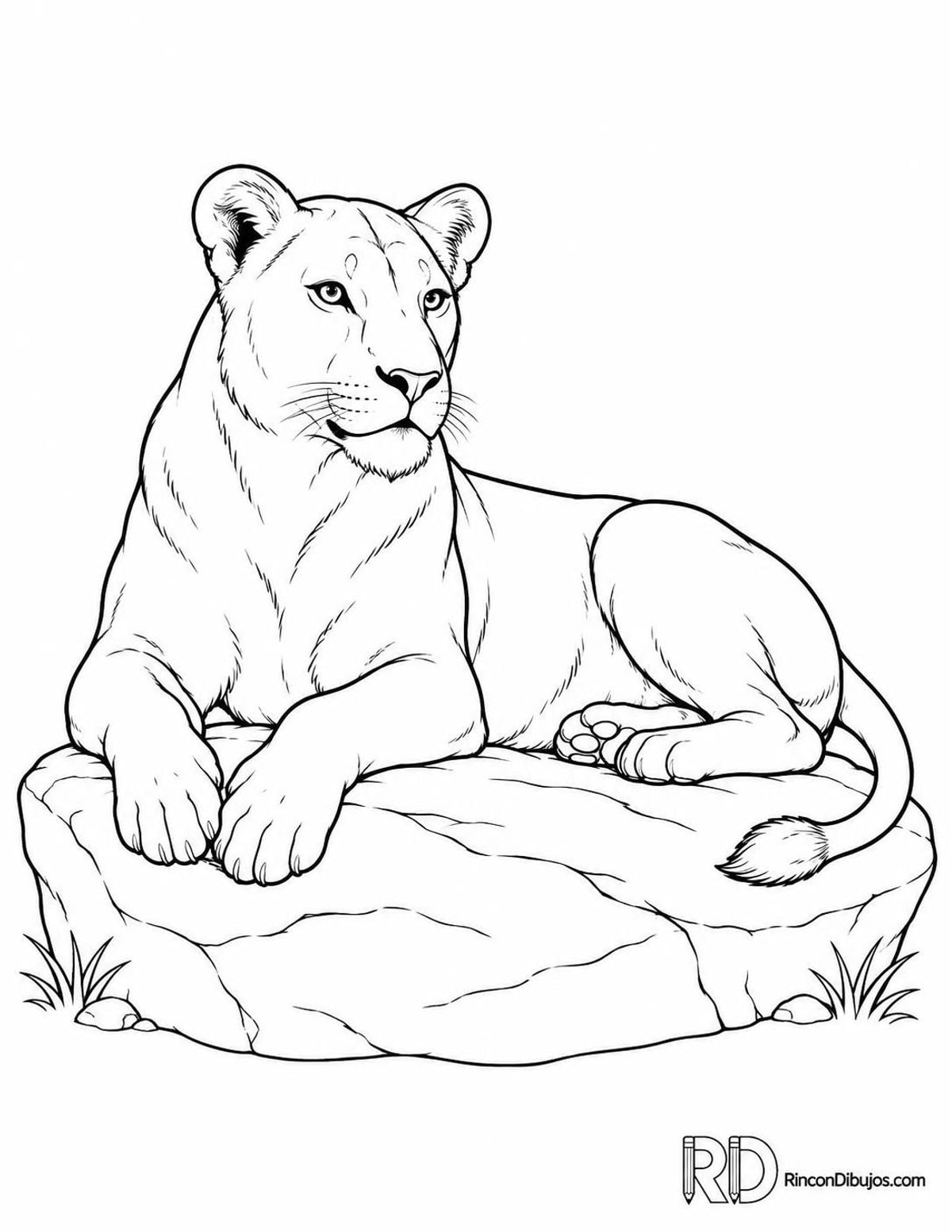 Dibujo de leona descansando para colorear Dibujo de leona descansando para colorear