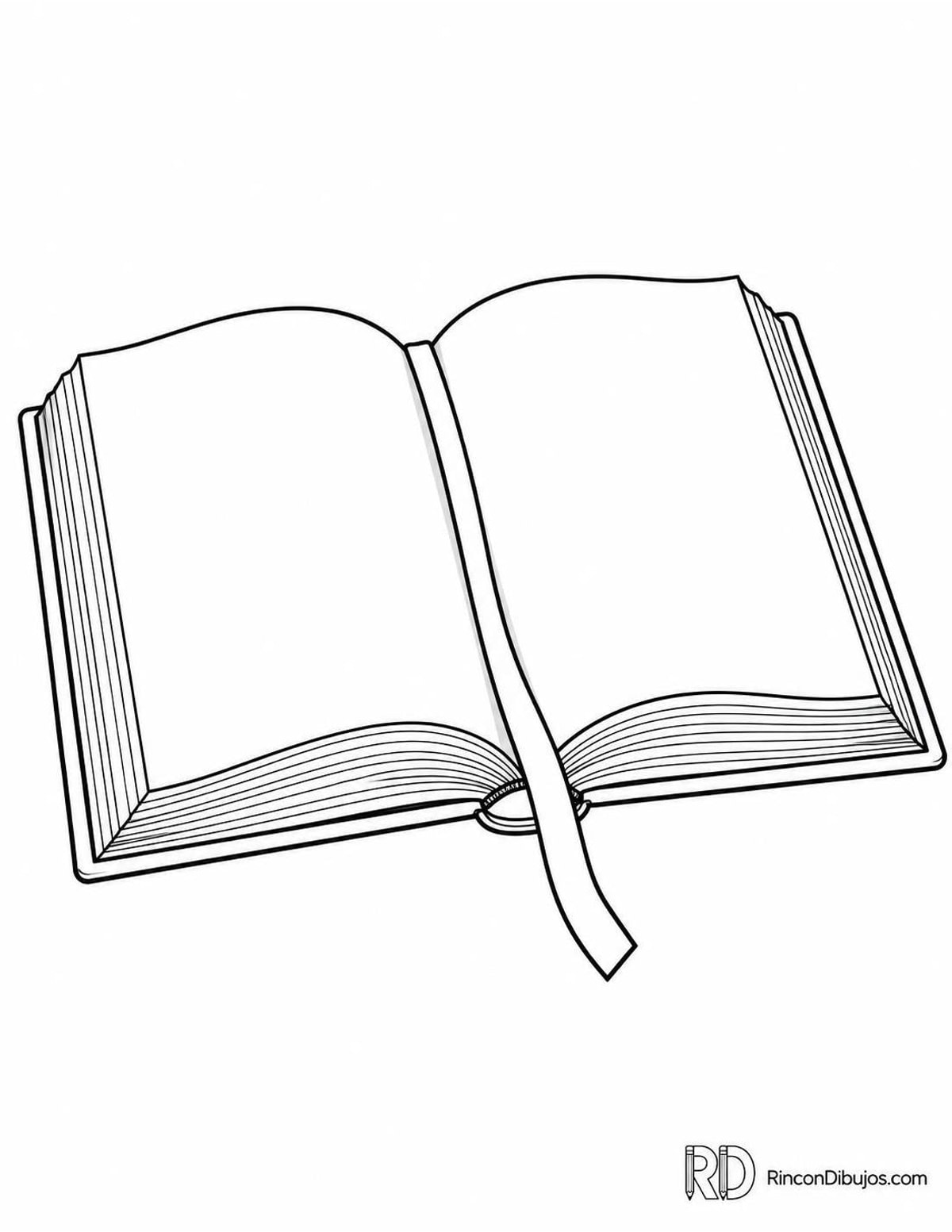 Dibujo de libro con marcapáginas para colorear