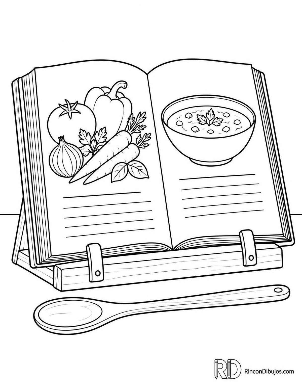 Dibujo de libro de cocina para colorear