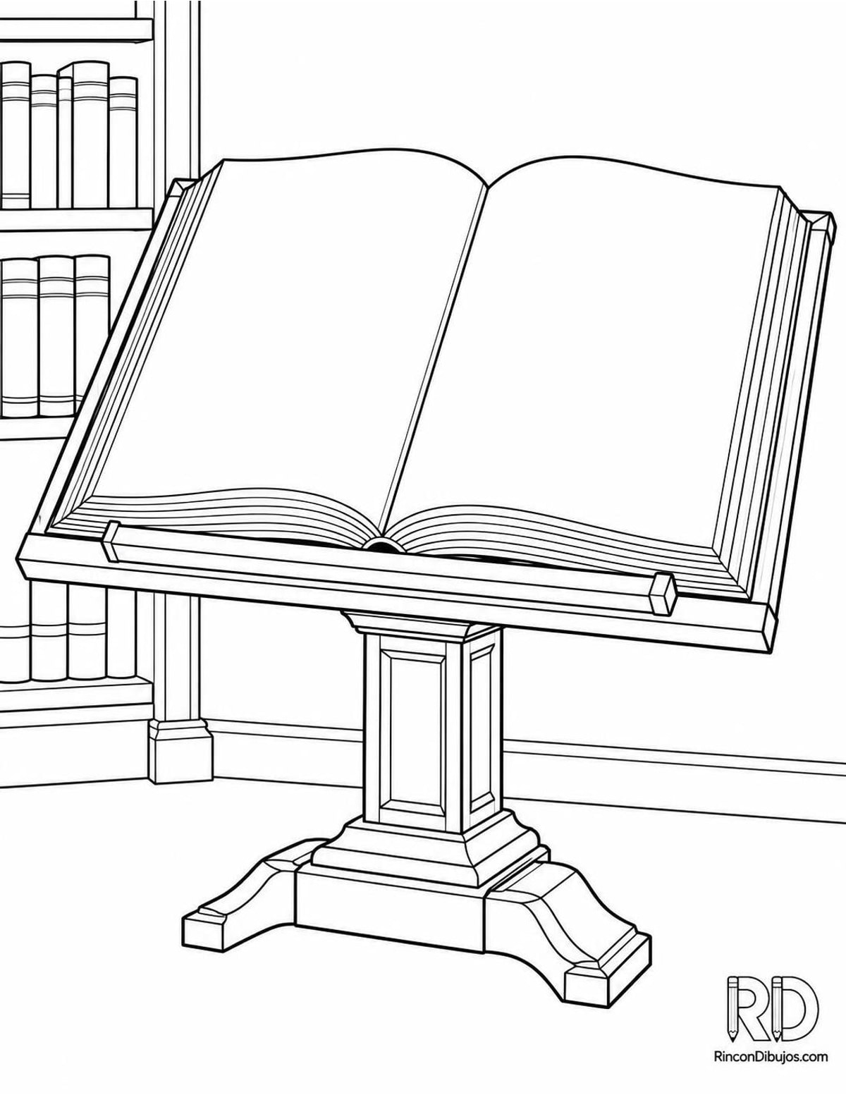 Dibujo de libro en soporte para colorear